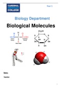 AQA AS/A Level Biology - Biological Molecules (2020-2021)