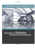 Essentials of Statistics for Business and Economics 8th Edition Anderson Solutions Manual|Guide A+