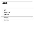 AQA AS BIOLOGY 7401/2 Paper 2 Mark Scheme JUNE 2022 Version 1.0 Final