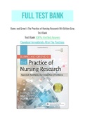 Burns and Grove’s The Practice of Nursing Research 8th Edition Gray Test Bank