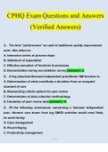 CPHQ Exam Questions and Answers 2022/2023 (Verified Answers)(Certified Professional in Healthcare Quality)