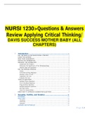  NURSI 1230>Questions & Answers Review Applying Critical Thinking/ DAVIS SUCCESS MOTHER BABY (ALL CHAPTERS)