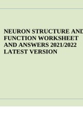 NEURON STRUCTURE AND FUNCTION WORKSHEET AND ANSWERS 2021/2022 LATEST VERSION