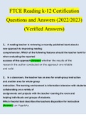 FTCE Reading k-12 Certification Questions and Answers (2022/2023)(Verified Answers)