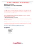 BIO 202L Lab 16 Worksheet- The Digestive System