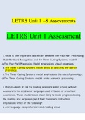 LETRS Unit 1 - 8 Assessments Questions and Answers (2022/2023) (Verified Answers)