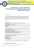 NR 567 Week 4 Study Worksheet; Chemotherapy, Hematopoietic Drugs, and Immunological Agents