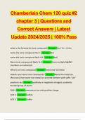 Chamberlain Chem 120 quiz #2 chapter 3 | Questions and Correct Answers | Latest Update 2024/2025 | 100% Pass