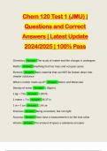 Chem 120 Test 1 (JMU) | Questions and Correct Answers | Latest Update 2024/2025 | 100% Pass