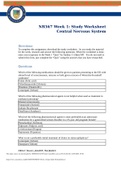 NR567 Week 1: Study Worksheet Central Nervous System