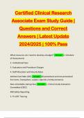 Certified Clinical Research Associate Exam Study Guide | Questions and Correct Answers | Latest Update 2024/2025 | 100% Pass