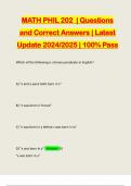 MATH PHIL 202 | Questions and Correct Answers | Latest Update 2024/2025 | 100% Pass