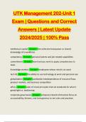 UTK Management 202-Unit 1 Exam | Questions and Correct Answers | Latest Update 2024/2025 | 100% Pass