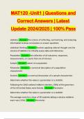 MAT120 -Unit1 | Questions and Correct Answers | Latest Update 2024/2025 | 100% Pass