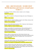 2022 - 2023 NCLEX RN - NCSBN TEST BANK Questions and Answers Actual Latest Grade A +