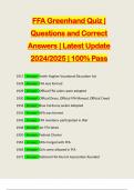 FFA Greenhand Quiz | Questions and Correct Answers | Latest Update 2024/2025 | 100% Pass