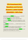 FFA Greenhand Info | Questions and Correct Answers | Latest Update 2024/2025 | 100% Pass