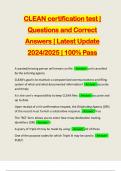 CLEAN certification test | Questions and Correct Answers | Latest Update 2024/2025 | 100% Pass