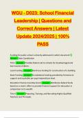 WGU - D023: School Financial Leadership | Questions and Correct Answers | Latest Update 2024/2025 | 100% PASS