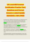 UA Local 469 Foreman Certification Practice Test | Questions and Correct Answers | Latest Update 2024/2025 | 100% PASS