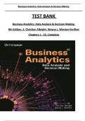 TEST BANK For Business Analytics: Data Analysis & Decision Making, 8th Edition by (S. Christian Albright, 2024) . All Chapters 1 to 19 Complete, Verified Edition: ISBN 9780357984581