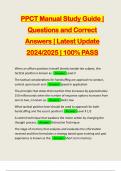 PPCT Manual Study Guide | Questions and Correct Answers | Latest Update 2024/2025 | 100% PASS