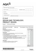 AQA DESIGN AND TECHNOLOGY 7552-PAPER-1-Question Paper-DesignandTechnology-A-level 5June 2024