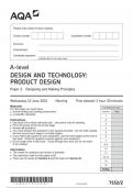 AQA DESIGN AND TECHNOLOGY 7552-PAPER-2-Question Paper-DesignAndTechnology-A-level 12June 2024