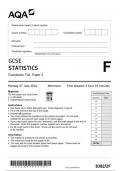 AQA GCSE STATISTICS 8382/2F Foundation Tier Paper 2  Question paper and Mark scheme June 2024