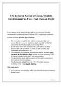 UN declares Access to Clean, Healthy Environment as Universal Human Right