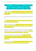WGU C157 WGU Essentials of Advanced Nursing Practice Field Experience Questions and Answers 100% Pass