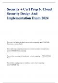 Security + Cert Prep 6: Cloud Security Design And Implementation Exam 2024