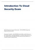 Introduction To Cloud Security Exam