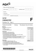 AQA GCSE  CHEMISTRY  Foundation Tier    Paper 2 8462/2F  JUNE 2024