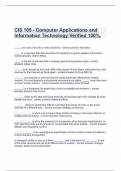 CIS 105 - Computer Applications and Information Technology Verified 100%.