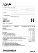 AQA GCSE  BIOLOGY  Higher Tier   Paper 2H   8461/2H  JUNE 2024