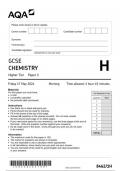 AQA GCSE  CHEMISTRY  Higher Tier    Paper 1  8462/1H  JUNE 2024