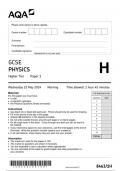 AQA GCSE  PHYSICS  Higher Tier  Paper 1 8463/1H JUNE 2024