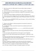 ARRT PRINCIPLES OF MRI FINAL EXAM REVIEW COMPLETE ANSWERS 100% CORRECT (LATEST 2024 / 2025 )