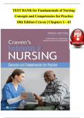 TEST BANK for Fundamentals of Nursing Concepts and Competencies for Practice  10th Edition Craven | Chapters 1 - 43  