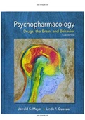 Psychopharmacology Drugs the Brain and Behavior 3rd Edition Meyer Test Bank