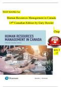 TEST BANK For   Human Resources Management in Canada 15th Canadian Edition by Gary Dessler  Chapters 1 - 17 