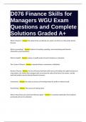 D076 Finance Skills for Managers WGU Exam Questions and Complete Solutions Graded A+