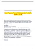 NCE Practice Test With Explanations 100% Verified 2024.