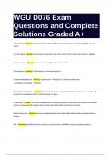 WGU D076 Exam Questions and Complete Solutions Graded A+