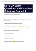 D076 OA Exam Questions and Complete Solutions Graded A+