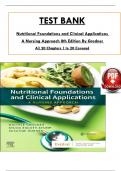 Nutritional Foundations and Clinical Applications: A Nursing Approach 8th Edition By Grodner -  Test Bank, All 20 Chapters Covered, Verified Latest Edition