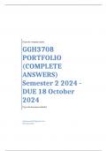 GGH3708 PORTFOLIO (COMPLETE ANSWERS) Semester 2 2024 - DUE 18 October 2024 ; 100% TRUSTED Complete, trusted solutions and explanations. Ensure your success with us..