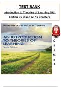 Test Bank for Introduction to Theories of Learning 10th Edition By Olson & Ramirez, ISBN: 9780367857912, All 16 Chapters Covered, Verified Latest Edition