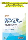 TEST BANK For Advanced Assessment Interpreting Findings and Formulating Differential Diagnoses, 5th Edition by Goolsby, All Chapters 1 to 22 complete Verified editon ISBN:9781719645935